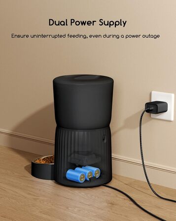 Автомат годівлі для котів Faroro 4L, програмований, з контролем порцій, 10 сек. голосових повідомлень, чорний