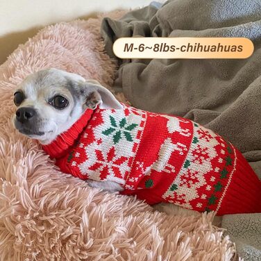 Стильний новорічний светр для собак Kyeese, теплий вовняний ромбік для маленьких цуценят, хлопчиків та дівчаток з малюнком сніжинок та оленів, зручний зимовий светр з отвором для повідка