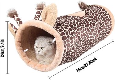 Туннель-іграшка для котів DHGTEP, складний, з оглядовим вікном, коричневий