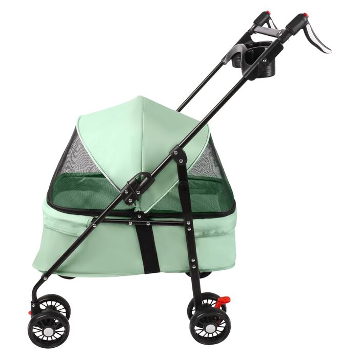 Дитяча коляска для собак середніх порід, 25 кг, 4 колеса, складна, для подорожей, сірий/м'ятний (50 x 70 x 95 см)