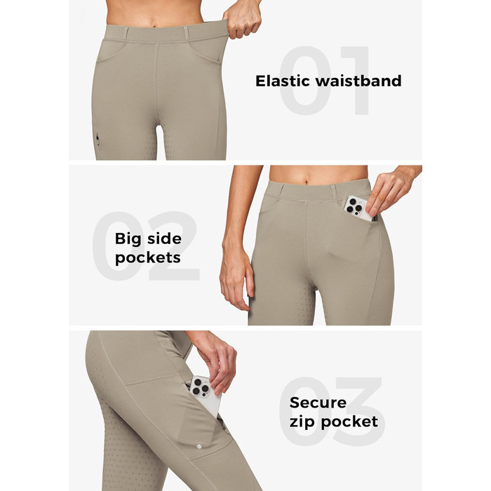 Спортивні штани для верхової їзди WILLIT Daen з флісовою підкладкою та силіконовим повним захопленням (XXL, Хакі)