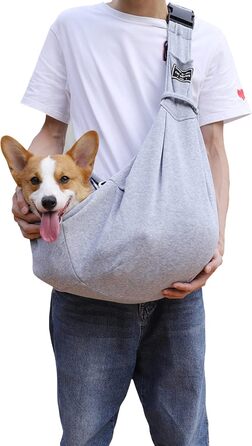 PETCUTE Сумка-переноска для собак до 7.5 кг, сіра. Регульований ремінь, сумка-переноска з передньою кишенею, сумка на плече для собак, для прогулянок та активностей на відкритому повітрі