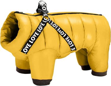 Водонепроникний теплий одяг для собак - куртка-комбінезон для малих та середніх собак, для Французького бульдога (Жовтий, S)