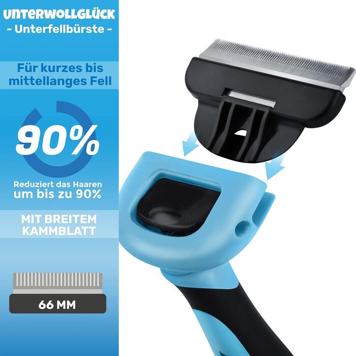 Гребінець для котів та собак BluePet, для короткошерстих порід, видаляє відмерле волосся та підшерсток, зменшує випадання на 90%, розмір M (ширина гребеня 66 мм)