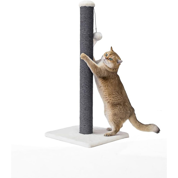 Дряпка для котів Petrebels Maine, 90 см, з міцною основою та сизалевим стовпчиком, 40 x 40 x 90 см, колір off-white