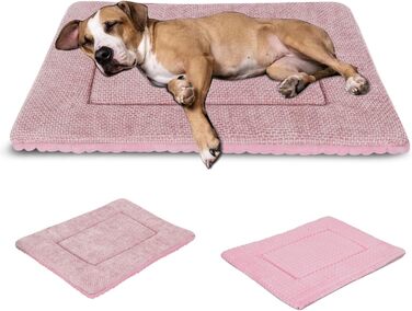 Лежанка для собак, миється, м'яка подушка для собак, двостороння тепла лежанка для маленьких, середніх та великих собак XZ016 (Рожева, L 100 x B 80 x H 4 см)