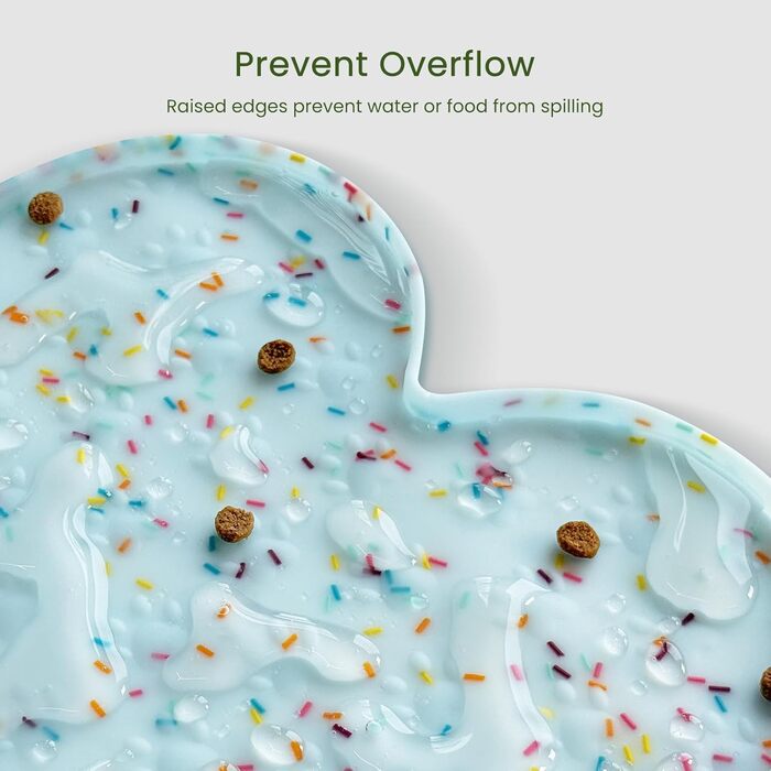 Килимок для годування собак і котів PWTAA, силіконовий, нековзний, з високим бортиком, водонепроникний, 80x40 см, блакитний (Donut)