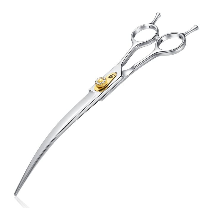 Професійна вигнута ножиця для собак Dream Reach 8 дюймів - ножиці для грумінгу з ергономічною ручкою, з нержавіючої сталі 440C, для собак та котів