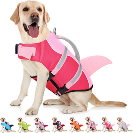 Жилет для плавання собак AOFITEE, жилет-спасатель для собак з ручкою та світловідбиваючими смугами, рожевий, X-Large