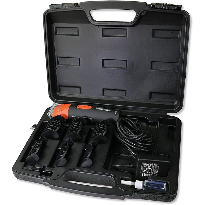 Професійна машинка для стрижки собак та котів Artero Premium, 2 швидкості, тиха та легка, для дому та грумінгу, з кейсом та набором насадок (Помаранчевий)