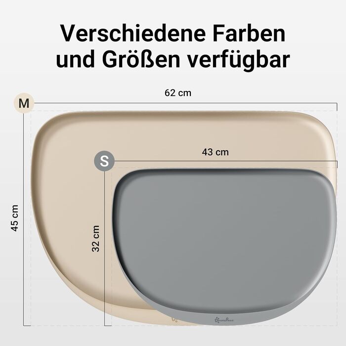 Підкладка під миску для котів DownyPaws, силіконова, 62 x 43 см, сіра. Захист від розливу води та корму, легко миється, BPA-free