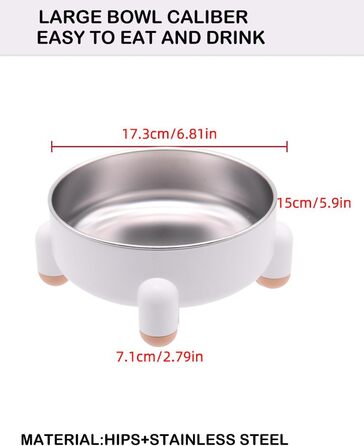 Миски для котів та собак з нержавіючої сталі, антиковзкі, підняті, 2 шт. (Білий)