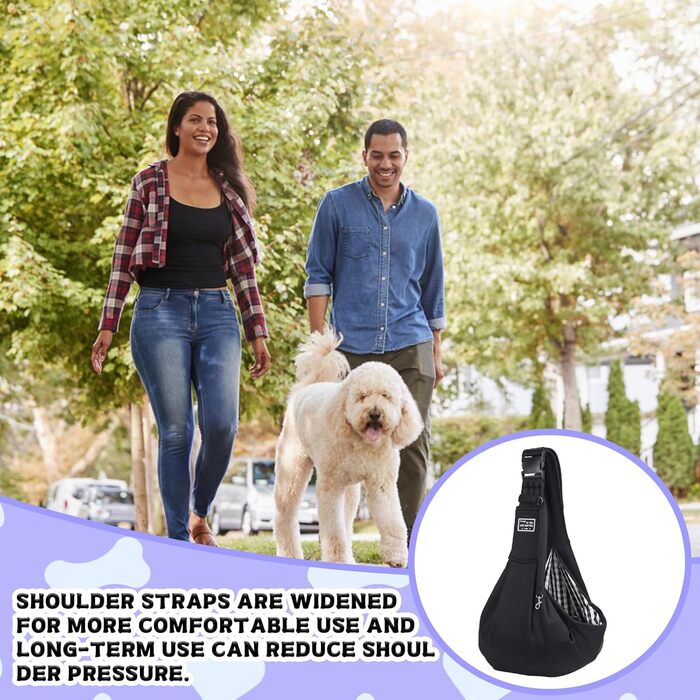 Тканина-слінг для цуценят, двостороння, звільняє руки для собак та котів, м'яка та зручна, регульована сумка-переноска для прогулянок, подорожей та покупок (чорна)