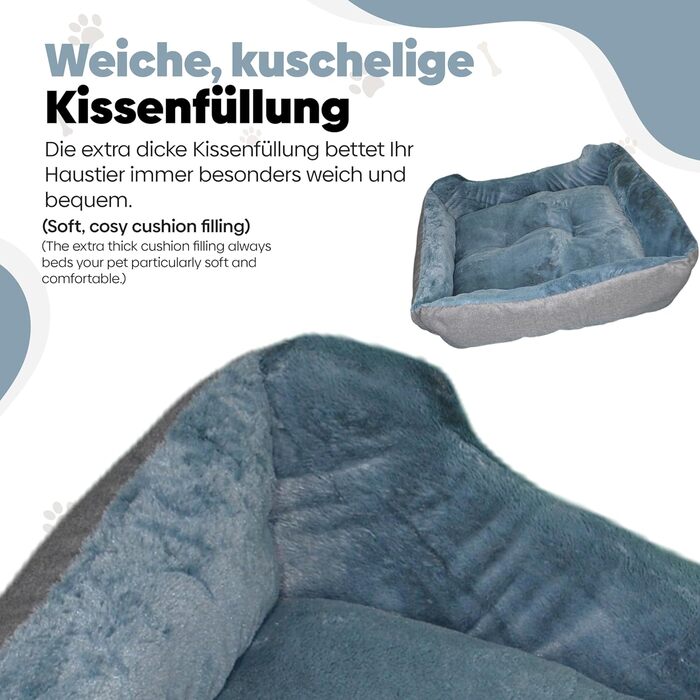 DEFACTO Лежанка для собак, м'яке ліжко для тварин з ліноподібним покриттям, корзина для собак, підняті бортики, неслизьке дно (СІРИЙ, 90 x 75 x 25 см)