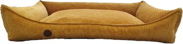 Ортопедичне ліжко для собак, сумісне з великими, середніми та маленькими породами, жовто-гірчичний колір, XL (120/80/19 см)