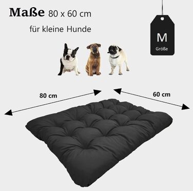 KING DOG Квіткове ліжко для собак - Водостійкий килимок для великих і середніх собак. М'який, зручний, легко миється. Висота 10 см. Охолоджуючий килимок. Чорний, M 80 x 60 см