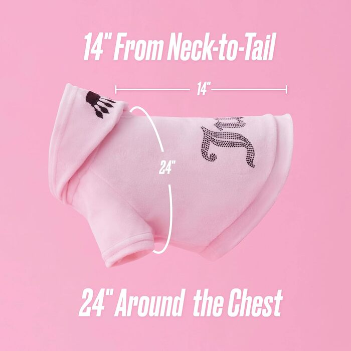 Світшот Juicy Couture Bling Velours для домашніх тварин – Рожевий – XS/S (0,9–3,2 кг) – для собак та котів