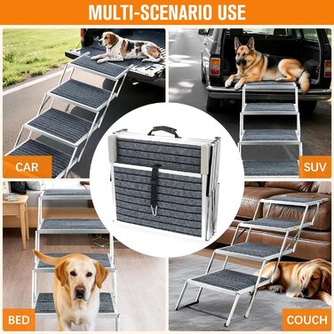 Східці для собак 4-ступінчасті, широкі (50,8 см), легкі алюмінієві - для SUV/LKW/Auto та високі ліжка, до 90 кг