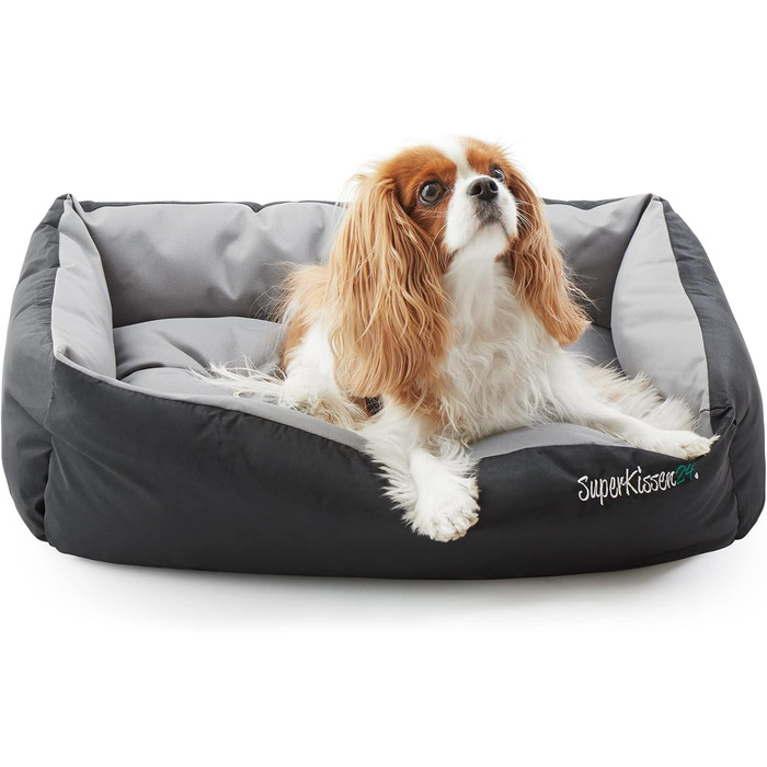 Ліжко для собак SuperKissen24: корзина, диван, ліжко для малих, середніх та великих собак. Розмір M, сірий, 70x55 см. Миється. Упаковка: 1 шт.