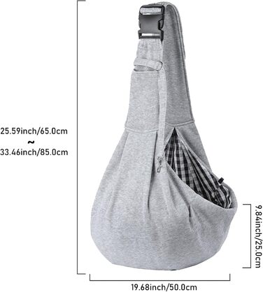 Сумка-переноска для собак, регульований плечовий ремінь, переноска для домашніх тварин, для маленьких собак та котів, для прогулянок, вантажопідйомність до 7.5 кг (Сіра)