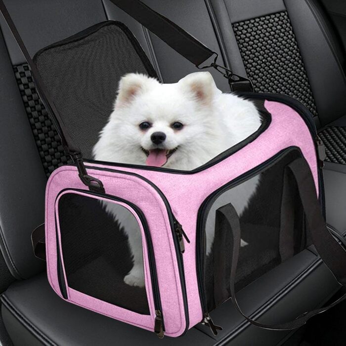 Транспортна переноска для тварин, сумка-переноска, переноска для собак, портативна, багатофункціональна, м'яка, складна, стабільна, безпечна, рожева