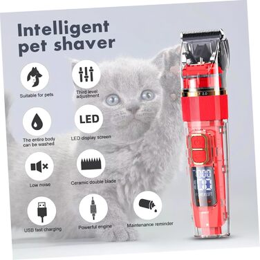 Supvox Бездротова акумуляторна машинка для грумінгу домашніх тварин, тример, тиха, з LCD дисплеєм, миється, 11 штук, для собак і котів