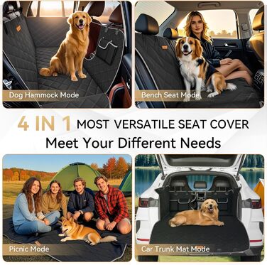 Накладка на сидіння автомобіля Looxmeer для собак, водовідштовхувальна та стійка до подряпин, універсальна, з захистом боків та оглядовим вікном, 137 x 147 см, сіра