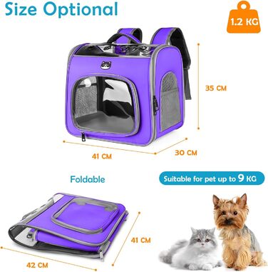 ALLSOPETS рюкзак для котів і собак, складаний, з переднім отвором та дихаючою сіткою, для подорожей, прогулянок і походів, ліловий