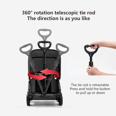 Візок для собак Loyimioo Mini - чорний, складний, з UV-захистом та поворотним ручками, для маленьких та середніх собак