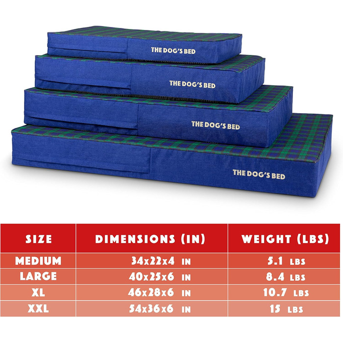 Ортопедичне ліжко для собак, велике, з штучного хутра, 101 x 64 x 10 см, вологостійке, з піною з пам'яті (Mittel (4' глибина), Чорний в клітинку Тартan)