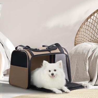 Транспортна сумка для котів і малих собак Petsfit, легка, з ременем безпеки та розширюваним килимком, розмір L, колір хакі