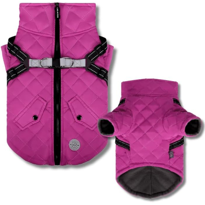 Зимова куртка для собак Lalzoo LUVI 2-в-1 з захистом від вітру та вологи – відображаюча куртка для маленьких та середніх собак, XL, рожева