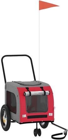 Причіп для тварин на велосипед, червоно-сірий, 124,5 x 63,5 x 53 см, для собак та котів