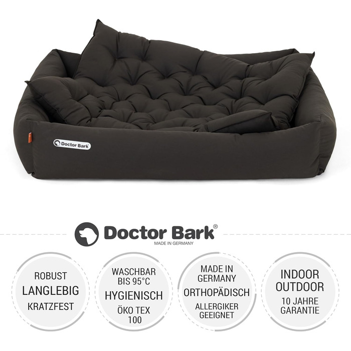 Ортопедичне ліжко для собак Doctor Bark - миється до 95°C, гігієнічне, без запаху, великі породи, з м'яким коржем (XXL 110x100 см, коричневе)
