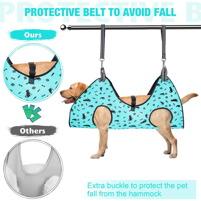 Гамак для грумінгу собак ATESON - гамачок для догляду за шерстю, підходить для стрижки нігтів (XXL до 54,4 кг), зручний для собак великих порід, блакитний