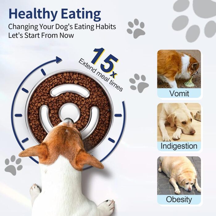 Миска для собак зі нержавіючої сталі, Slow Feeder, Ø 21 см, антислизька, для уповільненого годування, запобігає ковтання, проти запор, для собак, кольорова миска (Колір 2)