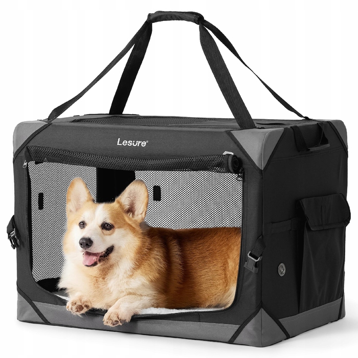 Переноска для собак Lesure, чорна, розмір XL (61x40x40 см)