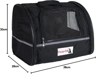 Транспортна сумка для собак H4L чорна 38x28x30 см - переноска, переносна сумка, бокс для собак