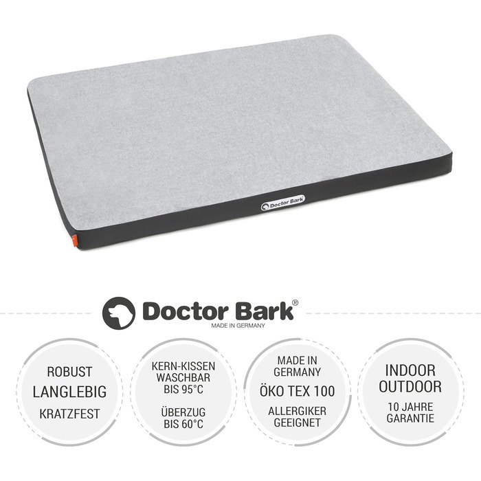 Ортопедичний матрац для собак Doctor Bark з флісовою поверхнею, великий (100x70 см, сірий)