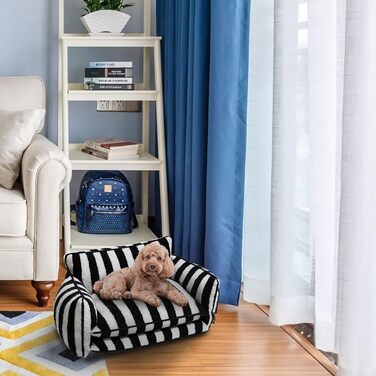 Крісло-лежанка для собак, лежанка для тварин, миється, м'яке ліжко для собак, подушка для собак, диванчик для собак (M-65x40x30см, чорно-білий)