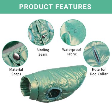 Зимовий теплий одяг для собак ASENKU: водонепроникний зимовий теплий одяг з флісовою підкладкою для малих, середніх та великих собак (М'ятний, XL)