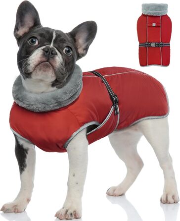 Водонепроникний теплий зимовий одяг для собак середніх порід - куртка, жилет, одяг для снігу, червоний (S)