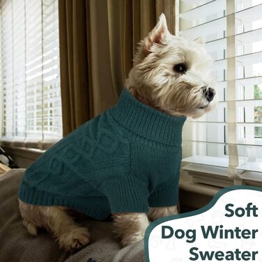 Лелепет Зимовий Пуловер для Собаки, В'язаний Теплий Пуловер з Кольору, Святковий Пуловер для Холодної Погоди, М'який В'язаний Пуловер для Собаки, М (Medium, Плюмажний Зелений)