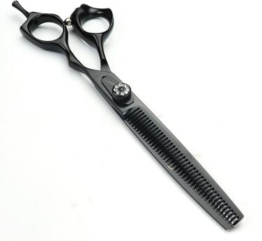 Професійна японська ножиця для грумінгу собак Pelz Schere 7 Zoll (20 см) з тонкою ножицею, чорний костюм