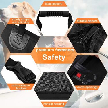 Накладка на сидіння для собак, гамак для заднього сидіння, водонепроникна, зносостійка, протиковзна, підходить для більшості авто, вантажівок, SUV, мініванів, ідеальна для великих та активних собак, Чорний, розмір 54'' x 58''