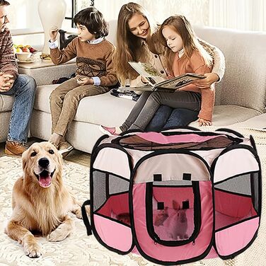 Переносний загін для тварин: загін для собак, вольєр для кошенят, кроликів. Водонепроникний вольєр з оксфордської тканини для дому та вулиці. Колір: коричневий