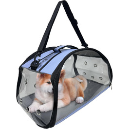 Транспортна сумка для собак та котів EVE Textile | Дихаюча прозора сумка-переноска | 47x30x30 см (Світло-блакитний)