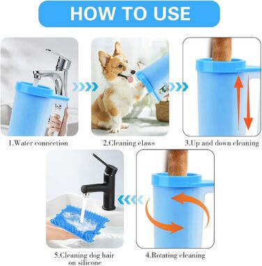 Очисник лап для собак DAGGEW з м'якої силіконової щітки, портативний, для дому та вулиці