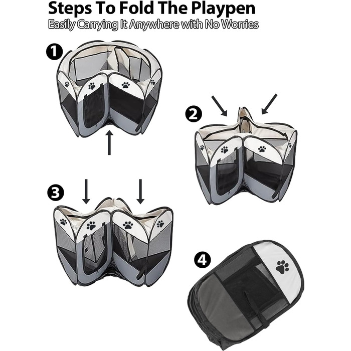 Клітка-забіг для цуценят SAN LIKE 73x73x43 см, портативна клітка для собак, котів, кроликів, для дому та вулиці