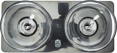 Catit Style Glass Diner - скляна годівниця для котів, піднята, чорна, глянцева, 2 x 200 мл